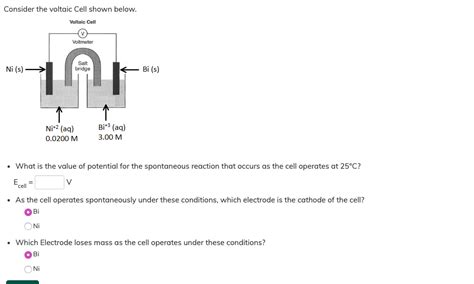 Solved Consider The Voltaic Cell Shown Below Voltaic Cell