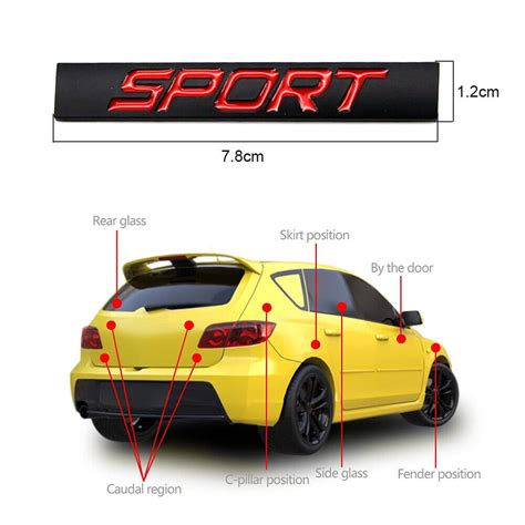 Red Black Sport Logo Emblem Badge Car Rear Tailgate Sticker Decal