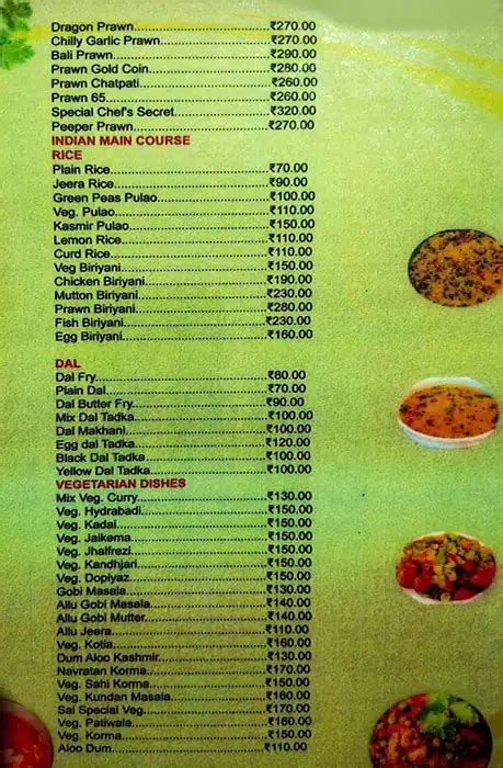 Menu At Sai Continental Cuttack