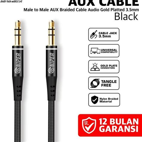 Jual Sniper Kabel Aux Audio Jack Mm Male To Male Gold Plated M