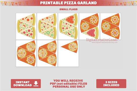 Printable Pizza Party Banner Garland Printable Pizza Flag Etsy