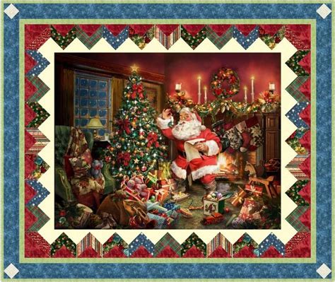 Quilt Pattern For Panel Christmas With Santa Claus St Nick Noel For