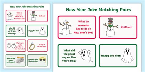 New Year Jokes Matching Cards Lehrer Gemacht Twinkl