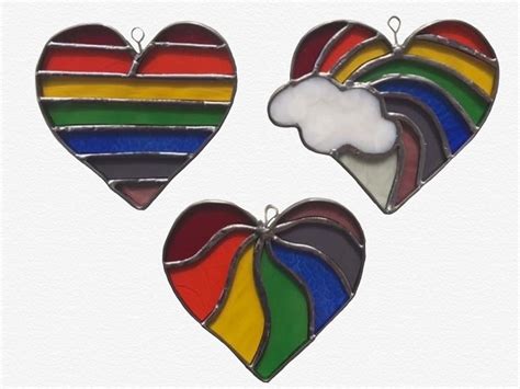 Rainbow Heart Stained Glass Suncatcher Poppy Glass Studio