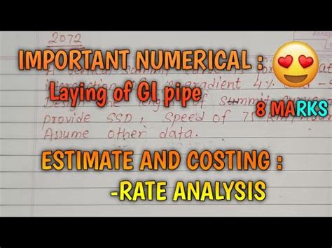 Rate Analysis Numerical Estimate And Costing Th Semester Er