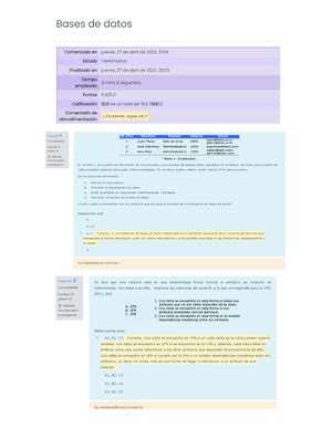 Puntos Extra Autocalificable Revisi N Del Intento Bases De Datos