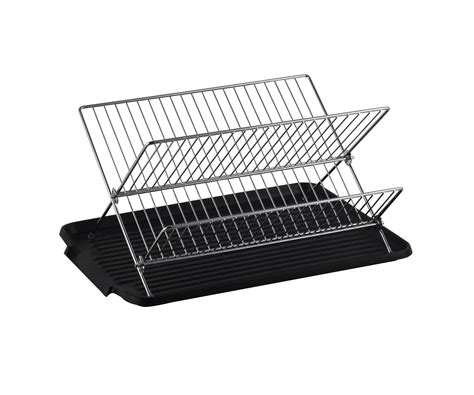 Deluxe Chrome Plated Steel Foldable X Shape 2 Tier Shelf Small Dish Drainers With Drainboard