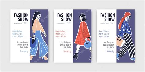 Premium Vector Bundle Of Fashion Show Invitation Templates With Young