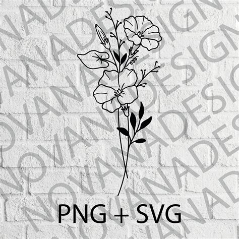 Morning Glory Svg Flower Bouquet Svg Birth Month Flower Etsy