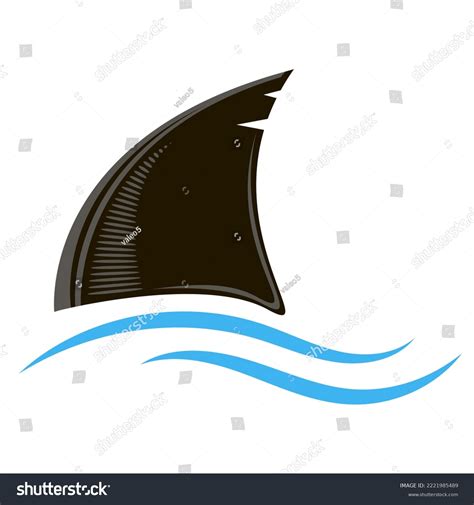 Shark Fin Silhouette Icon Blue Waves Stock Illustration 2221985489 ...