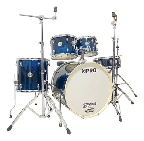 Bateria Completa Musical Bumbo X Pro Upper Azul Sparkle