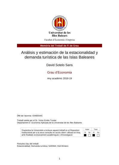 Análisis y estimación de la estacionalidad y demanda turística de las