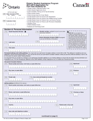 Fillable Online OSAP Paper Application For Full Time Students Fax Email