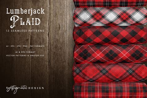 Seamless Red Lumberjack Plaid Digital Patterns By Eyestigmatic