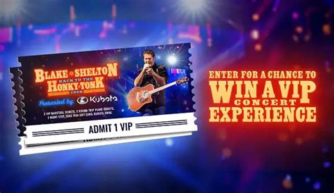 Kubota Blake Shelton Vip Concert Ticket Giveaway Sweepstakesbible