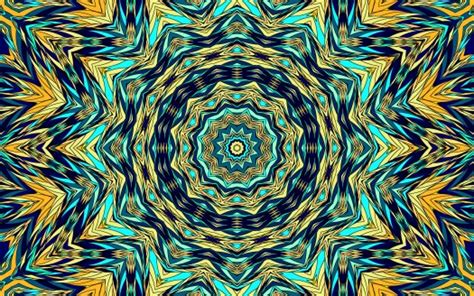 Blue Yellow Fractal Art Pattern Kaleidoscope Bright Motley Abstraction