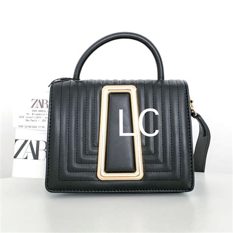 Bolsa Zara Preta City Detalhe Met Lico Bolsa De Ombro Feminina