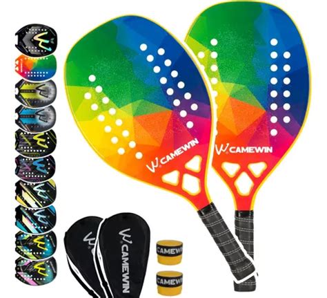 Kit Raquetes Beach Tennis Camewin Fibra De Carbono K Cor