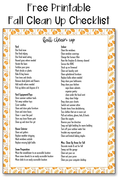 Fall Clean Up Free Checklist To Prepare Your House For Fall