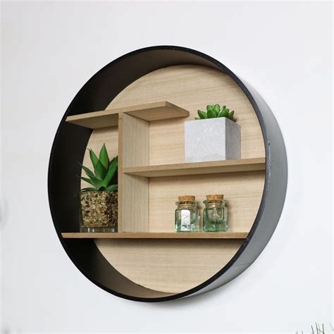 Round Black Wooden Shelf Unit Wooden Shelf Unit Wall Shelves Shelves