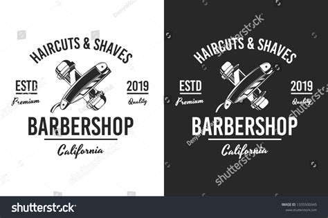 Barbershop Logo Black White Barber Shop: Vector có sẵn (miễn phí bản ...