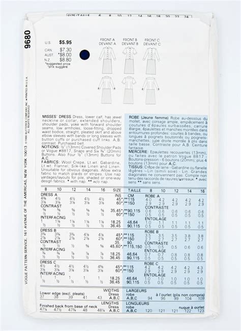 Sewing Fiber Sewing Needlecraft Size Misses Dress Factory