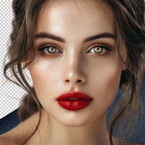 Premium PSD A Woman With A Red Lipstick On Her Face