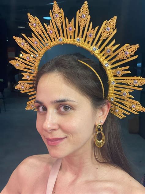 Goddess Halo Crown Sunburst Crown Gold Halo Crown Met Gala Crown