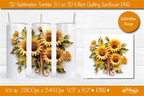 3d Sunflower Tumbler Sublimation Png Graphic By Createya Design · Creative Fabrica