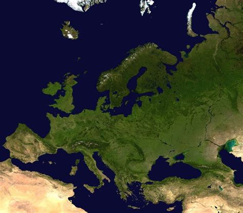 Europe : Carte satellite de l'Europe