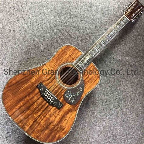 Custom 12 String Koa Acoustic Guitar With Ebony Fingerboard Real Abalone Binding Inlay Accept