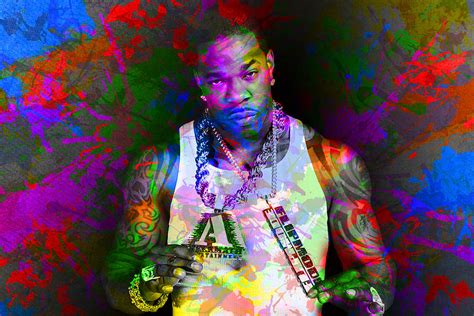 Busta Rhymes Famous Rapper Paint Splatters Colorful Portrait Mixed