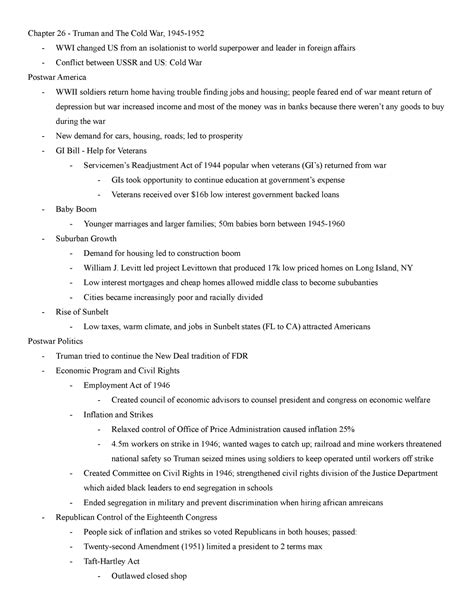 Apush Chapter 26 Notes Chapter 26 Truman And The Cold War 1945