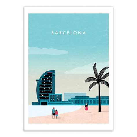 Affiche D Art Voyages Villes Barcelona Par Katinka Reinke