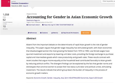 Seguino Stephanie 2000a “accounting For Gender In Asian Economic