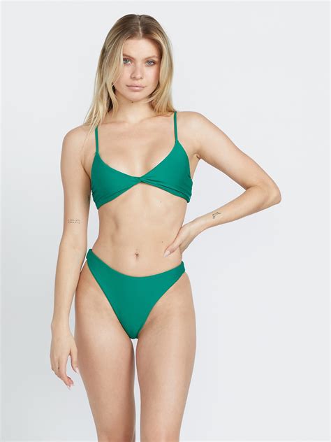 Simply Seamless V Neck Bikini Top Emerald Green Volcom Us