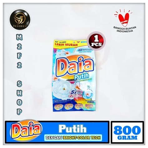 Promo Daia Putih Deterjen Bubuk Sabun Cuci Baju Pouch Lebih Murah 800