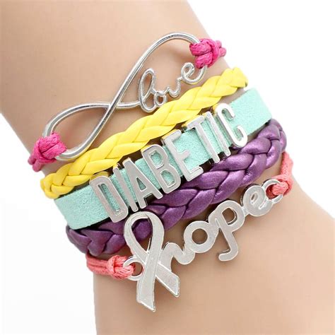 Infinity Hope DIABETIC Bracelet Awareness Hope Charm Leather Men Bracelets & Bangles Gift For ...