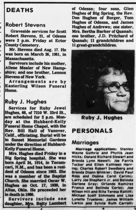 Ruby Hughes Obituary ™