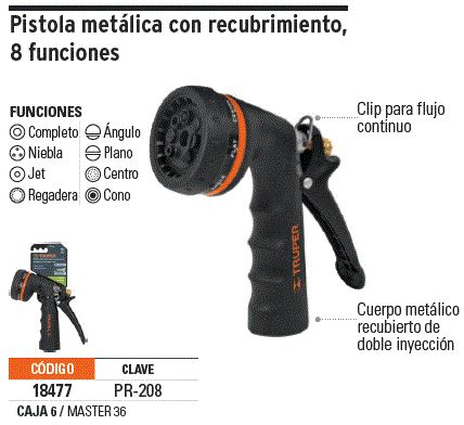 Pr Truper Truper Pistola Para Riego De Funciones Met Lica