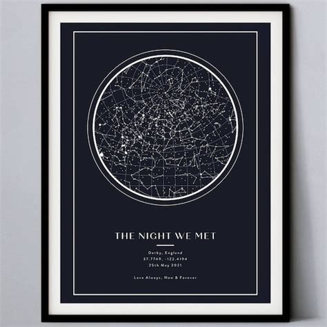 Custom Star Map Print Night We Met Anniversary Gift Night Etsy