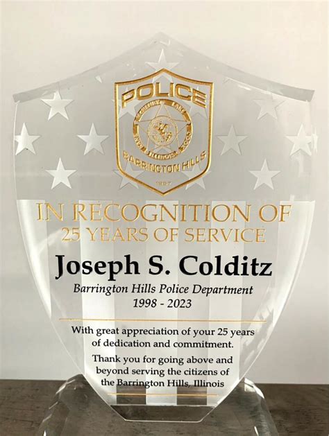 Congratulations Chief Colditz Village Of Barrington Hills