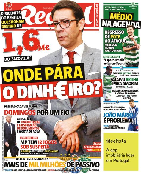 Capa Jornal Record Mar O Capasjornais Pt