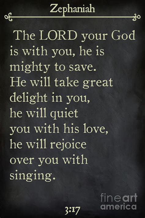 Zephaniah 3 17- Inspirational Quotes Wall Art Collection Painting by ...