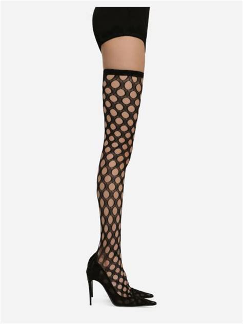 Dolce Gabbana Stretch Mesh Thigh High Boots Reversible