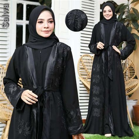 Jual YM DeFashion Gamis ABAYA TURKEY Salwa Bordir JETBLACK NO JILBAB