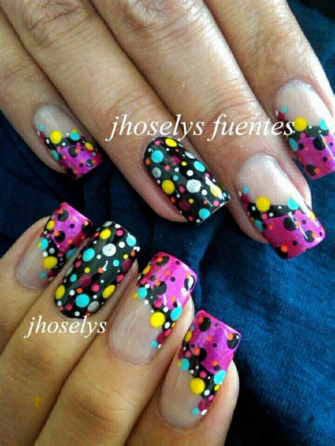 Blk Fushia Polka Dot Nail Art Crazy Nail Art Crazy Nails Polka Dot