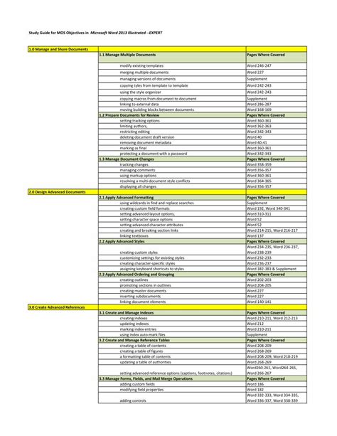 PDF Study Guide For MOS Objectives In Microsoft Word Guide For MOS