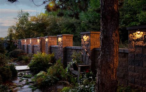 Backyard Patio With Accent Lighting Contemporary Landscape Other By Allan Block