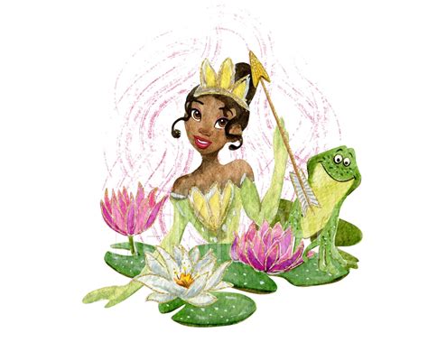 Princess and the Frog, Tiana, Clipart, Digital, Magic Kingdom, Glitter, Watercolor, Print ...